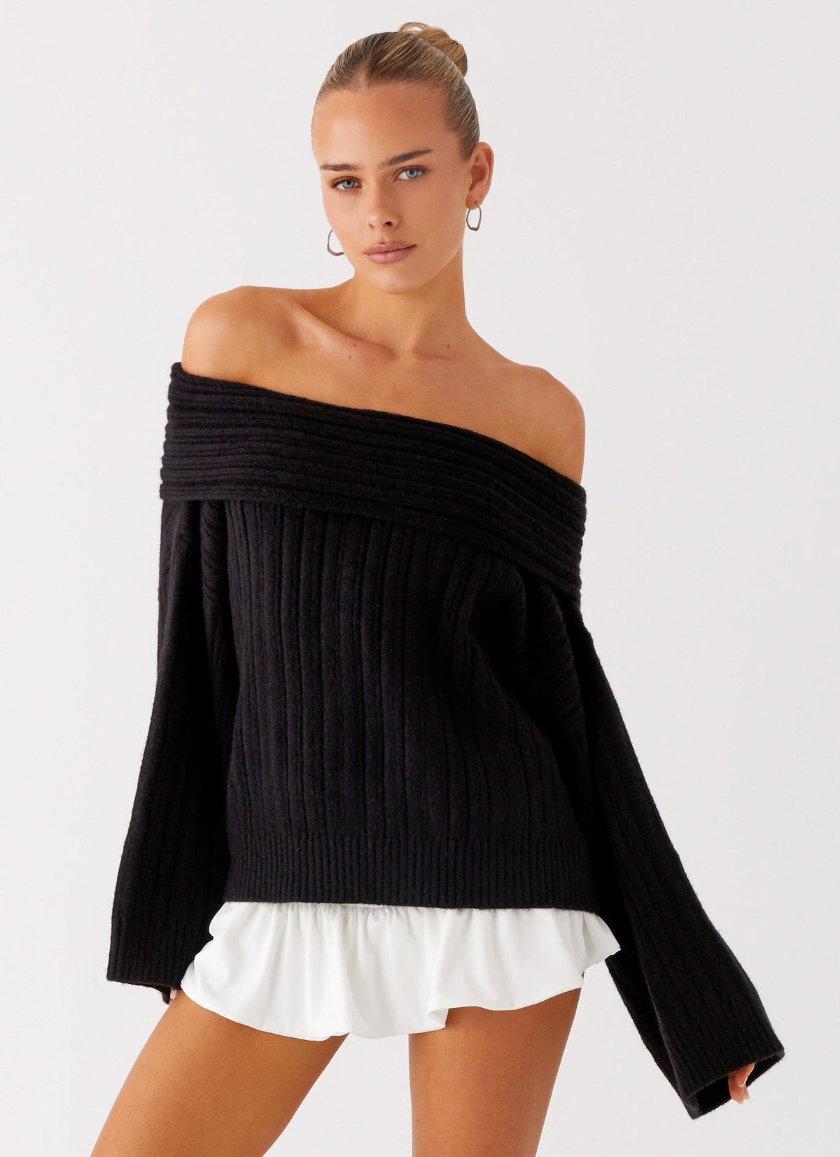 Federica Off Shoulder Knit - Black