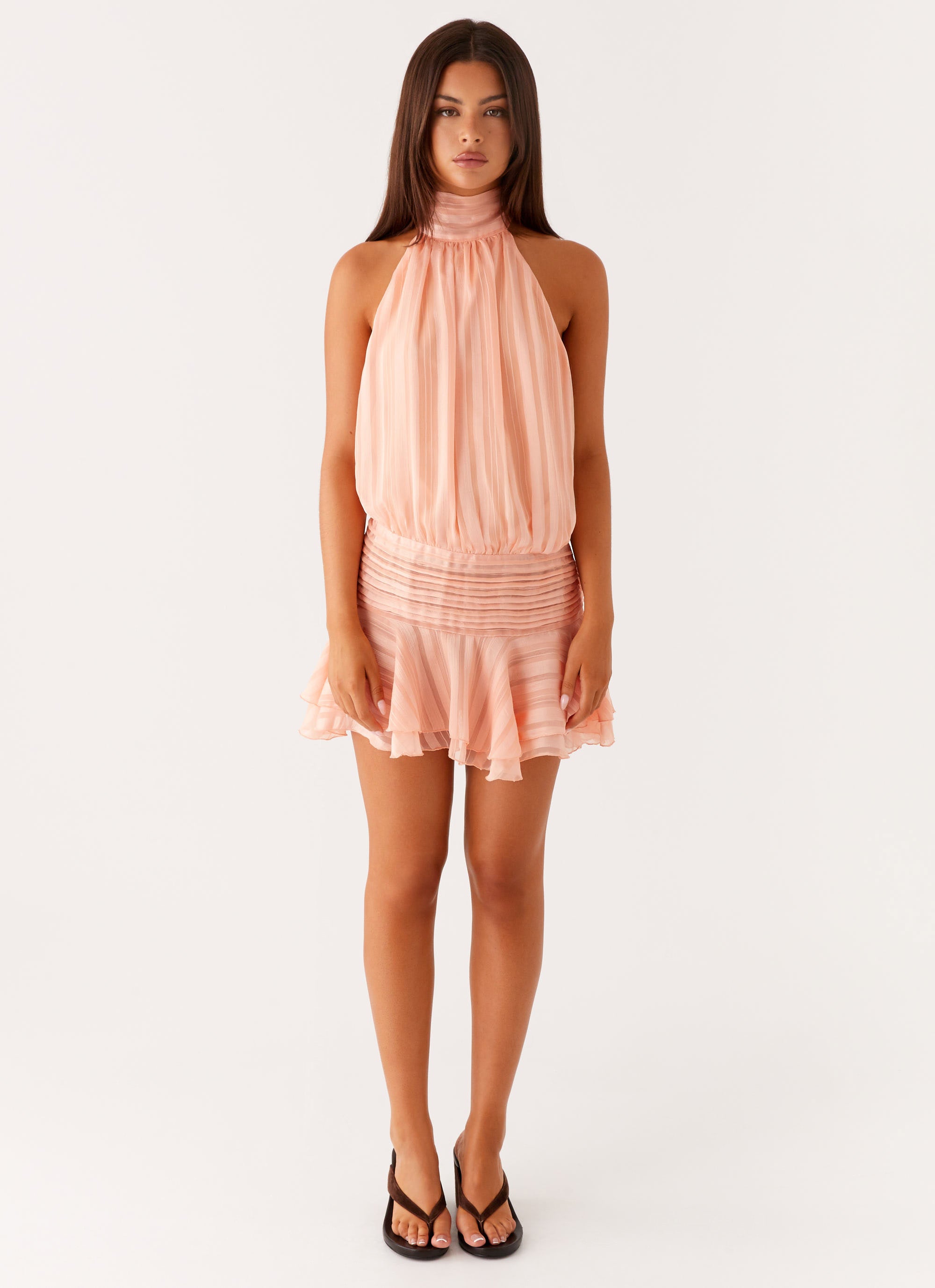 Willow Chiffon Mini Dress - Orange